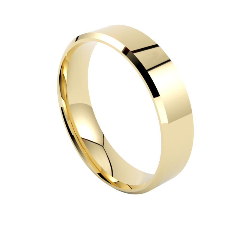 prosta płaska fazowana obrączka klasyczna z żółtego złota 750